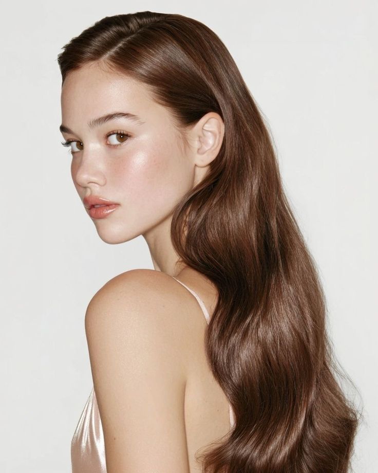 Clean girl hair — glossy waves, natural finish