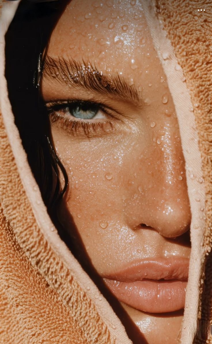 Post-cleanse, water on skin