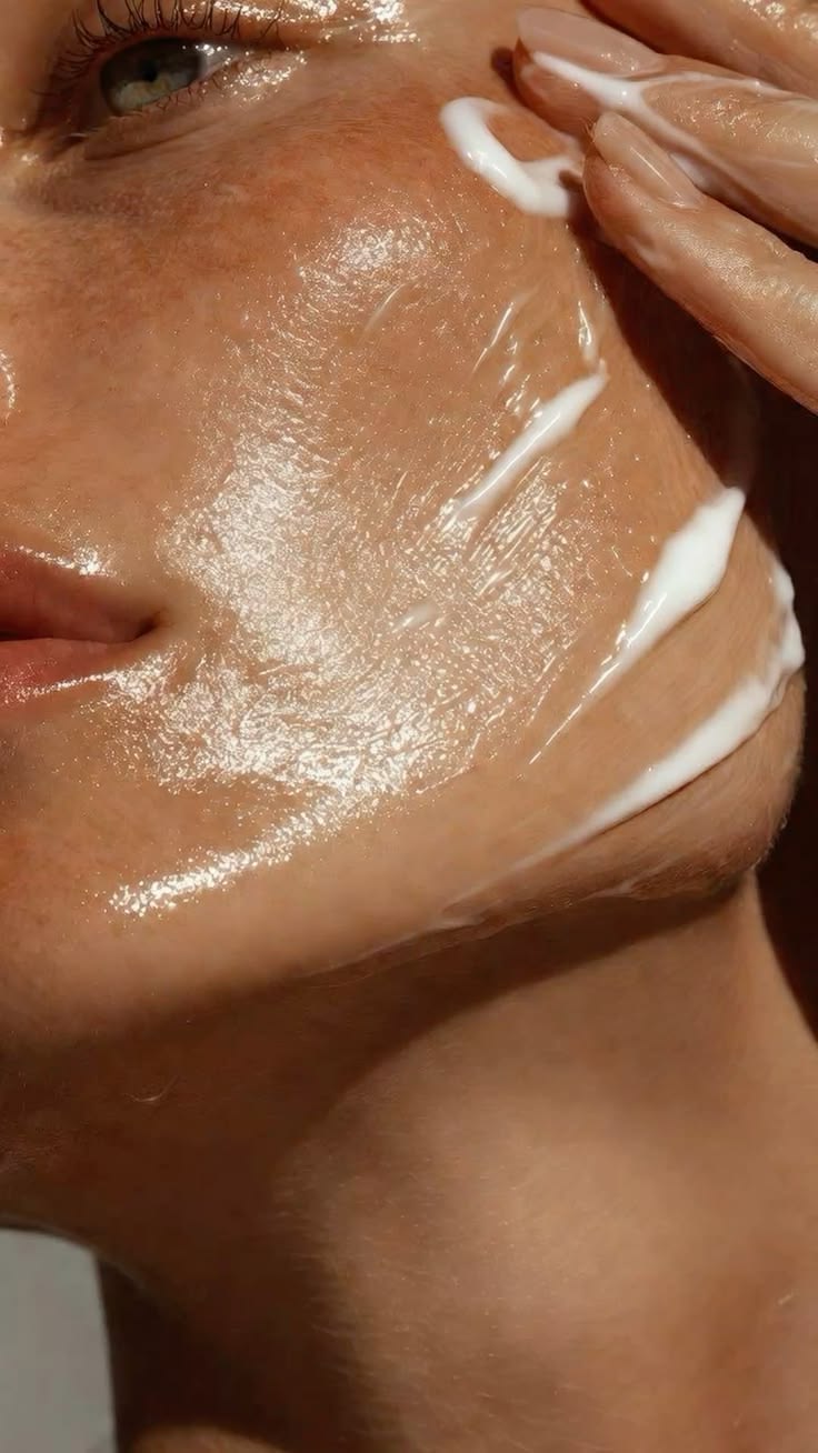 Freckles up close — glazed skin